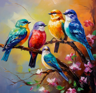 Diamond Painting Bunte Vögel